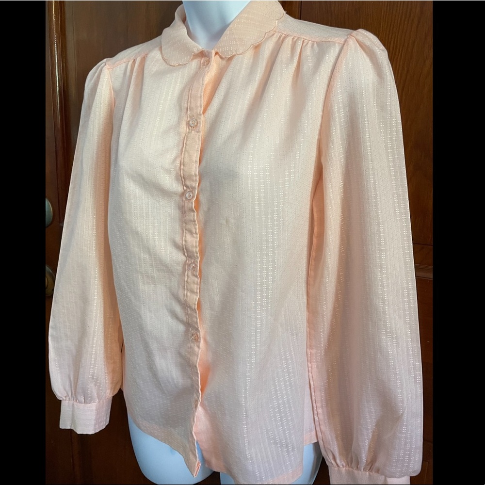 Vintage preppy long-sleeve button-down blouse